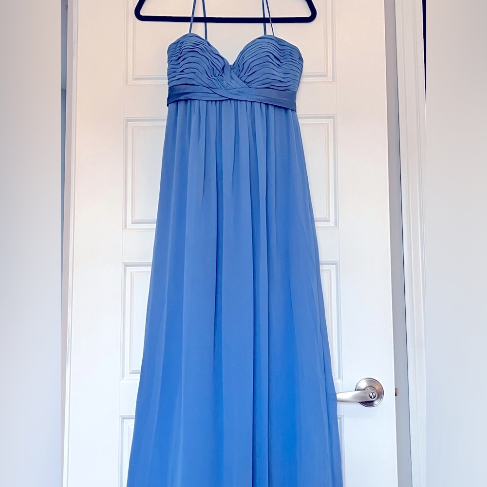 BILL LEVKOFF - PERIWINKLE BLUE SWEETHEART CHIFFON SPAGHETTI STRAP DRESS